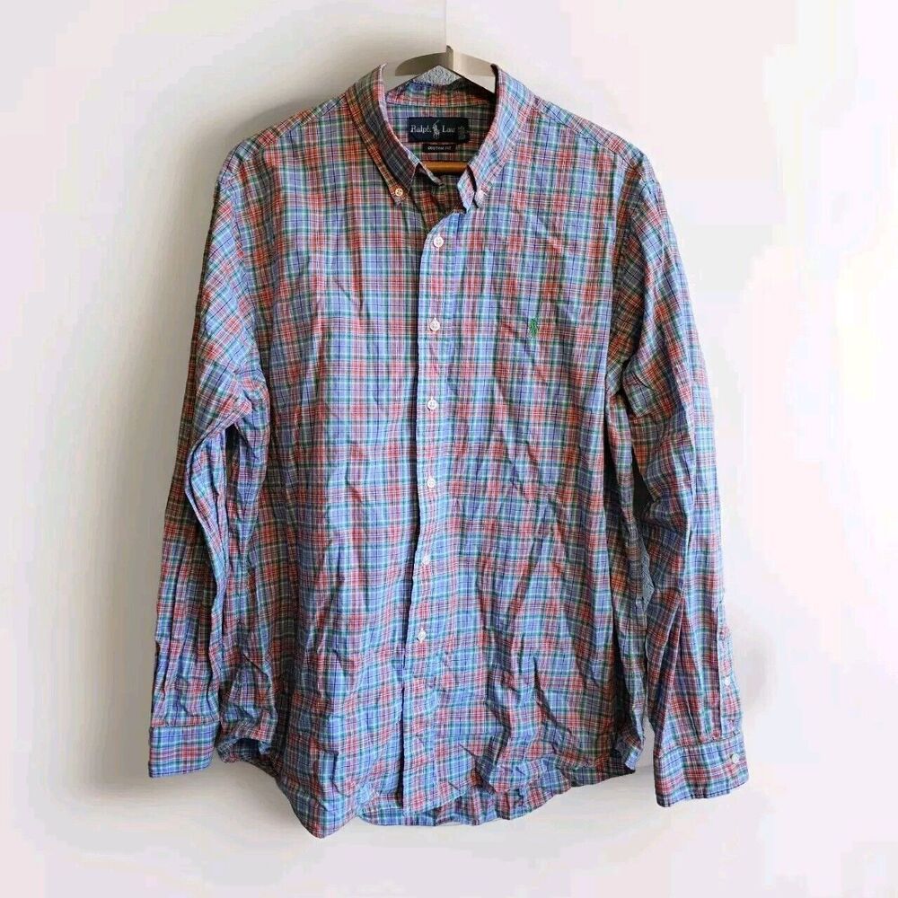 Ralph Lauren Mens XL Button Down Shirt Plaid Cotton Business Casual